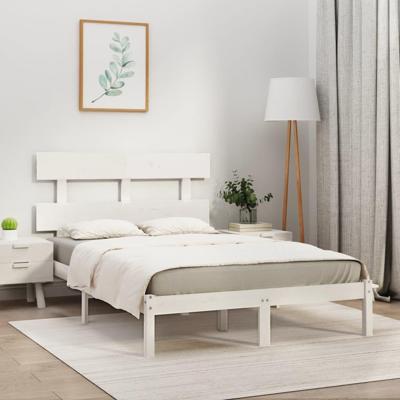 Bedframe massief hout wit 180x200 cm