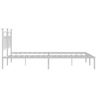 Bedframe met hoofdbord metaal wit 160x200 cm - thumbnail