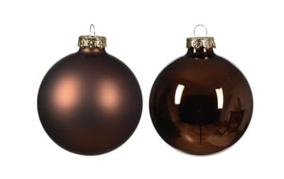 Kerstballen Glas Ø8cm Espresso Bruin 16st Kerstballen Glas Ø8cm Espresso Bruin 16st
