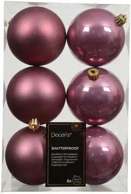 Kerstbal kunststof d8 cm pink 6 st Decoris - Decoris Kerstbal kunststof d8 cm pink 6 st Decoris - Decoris