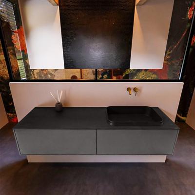 Badkamermeubelset Mondiaz Erin 150 cm met 2 Lades met RIDGE Wastafel Rechts Urban Zonder Kraangaten Greeploos Mat Dark Grey Badkamermeubelset Mondiaz Erin 150 cm met 2 Lades met RIDGE Wastafel Rechts Urban Zonder Kraangaten Greeploos Mat Dark Grey
