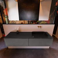 Badkamermeubelset Mondiaz Erin 150 cm met 2 Lades met RIDGE Wastafel Rechts Urban Zonder Kraangaten Greeploos Mat Dark Grey - thumbnail