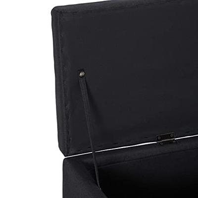 VidaXL Bankje met opbergvak 116 cm polyester zwart VidaXL Bankje met opbergvak 116 cm polyester zwart