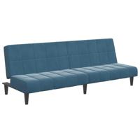 Slaapbank 2-zits met voetenbank fluweel blauw - thumbnail