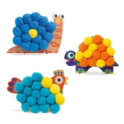 Mijn eerste collages van pompons - Zachte dieren - DJECO meerkleurig