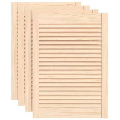 VidaXL Kastdeuren met lamellen 4 st 69x49,4 cm massief grenenhout