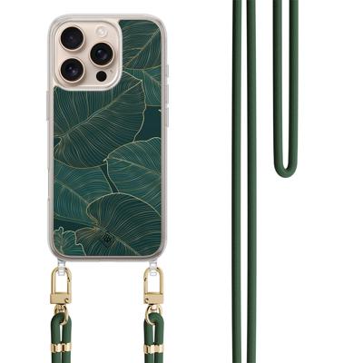 iPhone 16 Pro hoesje met groen koord - Monstera leaves