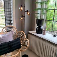 QAZQA Art Deco vloerlamp zwart 3-lichts met smoke glas - Vidro - thumbnail