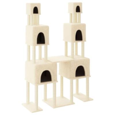 VidaXL Kattenmeubel met sisal krabpalen 199 cm crèmekleurig VidaXL Kattenmeubel met sisal krabpalen 199 cm crèmekleurig