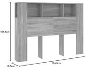 Hoofdbordkast 140x18,5x104,5 cm grijs sonoma eikenkleurig - thumbnail