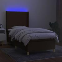 Boxspring met matras en LED stof donkerbruin 200x200 cm - thumbnail