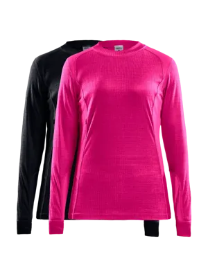 2-Pack Core Thermoshirt Lange mouw Dames - Warm thermisch ondergoed Ronde hals - Thermotrui