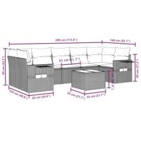 8-delige Loungeset met kussens poly rattan zwart - thumbnail