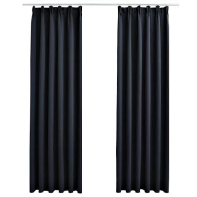 VidaXL Gordijnen verduisterend met haken 2 st 140x175 cm antraciet VidaXL Gordijnen verduisterend met haken 2 st 140x175 cm antraciet