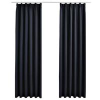 VidaXL Gordijnen verduisterend met haken 2 st 140x175 cm antraciet - thumbnail