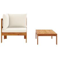 2-delige Loungeset met kussens massief acaciahout - thumbnail