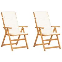Tuinstoelen 2 st verstelbaar massief acaciahout bruin - thumbnail