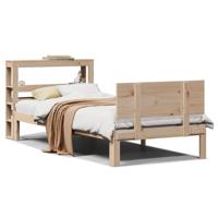 Bedframe met hoofdbord massief grenenhout 100x200 cm - thumbnail