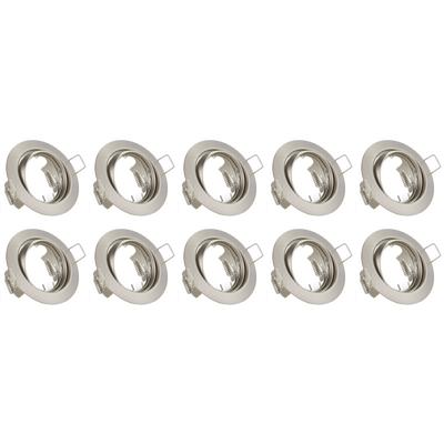 Spot Armatuur 10 Pack - Trion - GU10 Inbouwspot - Rond - Nikkel - Aluminium - Kantelbaar Ø83mm