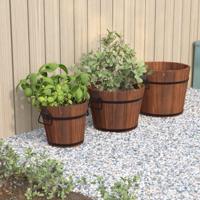 Plantenbakset houten emmer 3-delig massief vurenhout - thumbnail