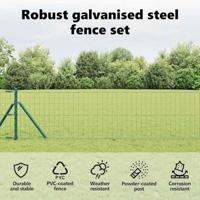 VidaXL Hek met paal groen 0,4 x 25 m staal en pvc - thumbnail
