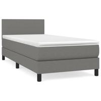 Boxspring met matras stof donkergrijs 90x190 cm - thumbnail