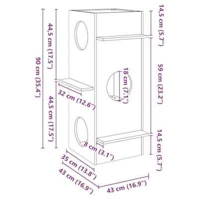 VidaXL Kattenhuis 43x43x90 cm massief grenenhout