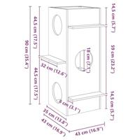 Kattenhuis 43x43x90 cm massief grenenhout wit - thumbnail