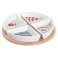Set voor voorgerechtjes DKD Home Decor 21,5 x 21,5 x 1 cm Rood Blauw Wit Keramiek Mediterrane Huizen - thumbnail