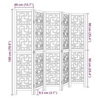 Kamerscherm met 5 panelen massief paulowniahout bruin - thumbnail