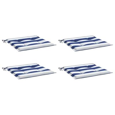Tuinstoelkussens 4 st gestreept 50x50x3 cm stof wit en blauw
