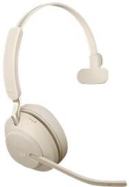 Jabra Evolve2 65, MS Mono Headset Draadloos Hoofdband Kantoor/callcenter USB Type-C Bluetooth Beige