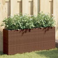 VidaXL Plantenbak met 2 potten 90x20x40 cm poly rattan bruin - thumbnail