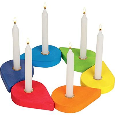 Goki houten verjaardagskrans kandelaars, 6dlg.