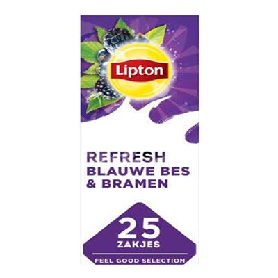 Lipton thee Feel Good Selection, zwarte thee bramen & zwarte bes, doos van 25 zakjes