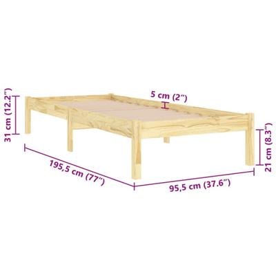 Bedframe massief hout 90x190 cm Bedframe massief hout 90x190 cm