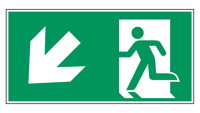 Nooduitgang naar links onder - 200 x 100 mm - Sticker - thumbnail