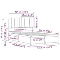 Bedframe met Gevoerd Hoofdgedeelte Lichtgrijs 120 x 190 cm - thumbnail