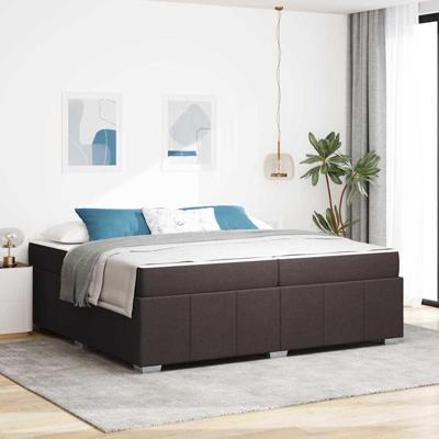 Bedframe met matras Donkerbruin 200 x 200 cm Stof