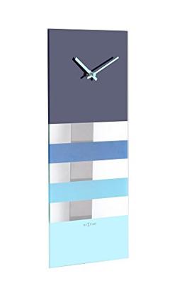 NeXtime klok 2855bl bold stripes, 38x19 cm, wall, blue