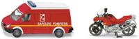 Siku brandweer bus en motor 7,5 cm staal 2 delig (165600300) - thumbnail