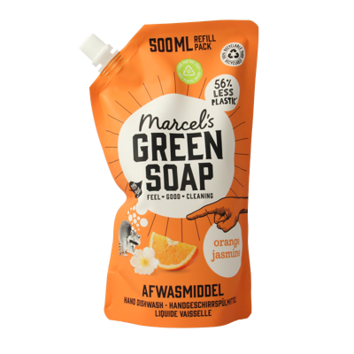 Marcel's Green Soap Afwasmiddel sinaasappel & jasmijn navulling 500 Milliliter