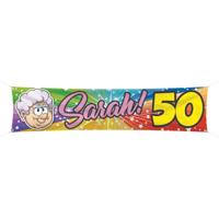 50 Jaar Sarah Regenboog Spandoek - 180x40cm - thumbnail