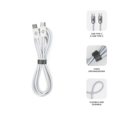 SUBBLIM USB-C naar USB-C kabel, 100 W, 2 m, hoge laadsnelheid, wit