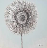 Schilderij - Handgeschilderd - Paardenbloem 80cm rond - thumbnail