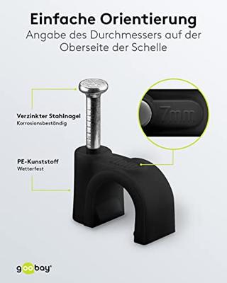 Goobay Kabelclip 7mm rond zwart box(100) - 4113232