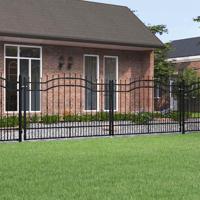 Hekpoort met speerpunt zwart 406x125 cm gepoedercoat staal - thumbnail