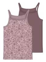 Name it 2-pak meisjes hemdjes - Mauve Flower - Paars meisjes onderhemd - Singlet - thumbnail