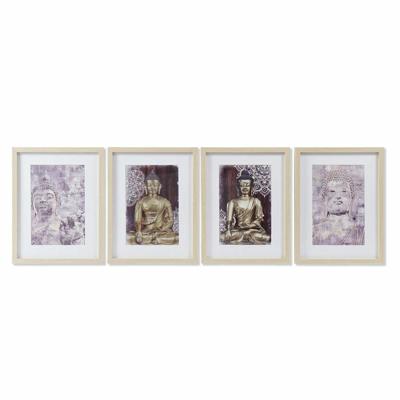 Schilderij DKD Home Decor Boeddha Orientaals (35 x 2 x 45 cm) (4 Stuks)