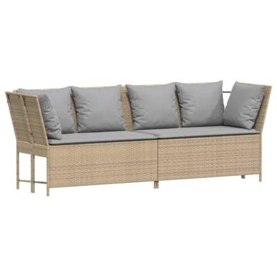 Tuinbank met kussens poly rattan beige